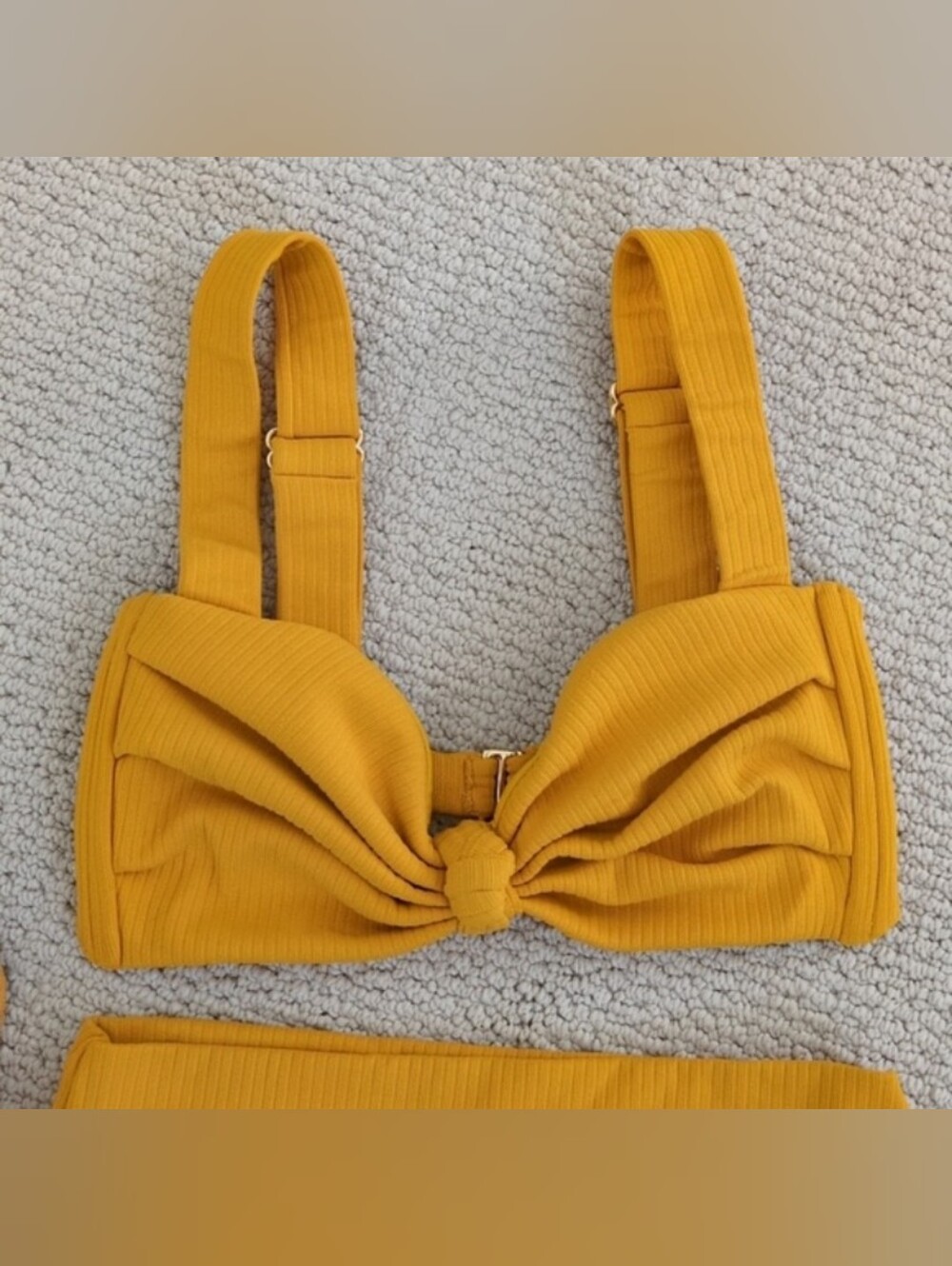Montce Swim Rib Knit Bikini Set Marigold Yellow Size Medium Top And Large Bottom - Picture 2 of 7